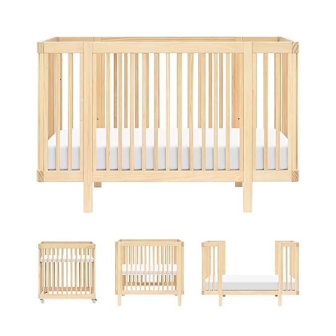 babyletto Pogo 8-in-1 All-Stages® Convertible Crib - Conversion Kits for Bassinet, Midi Baby & Full-Size Crib to Toddler Bed, Daybed, and Baby Bed - GREENGUARD Gold Certified - Portable & Adjustable