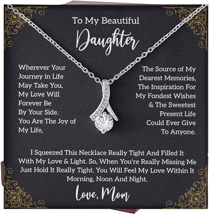 To My Daughter Gift Necklace From Dad or Mom - Badass Daughter Jewelry With Heartfelt Message & Elegant Box