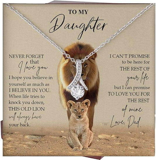 To My Daughter Gift Necklace From Dad or Mom - Badass Daughter Jewelry With Heartfelt Message & Elegant Box