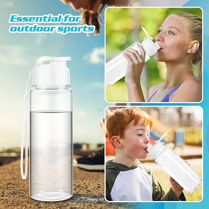 Olgaa 12 Pack Water Bottles Bulk 17 oz End of the Year Gifts for Students Kids from Teacher Reusable Leak Portable Plastic Sports Summer Drink Water Bottles with Handle Strap for Cycling Camping