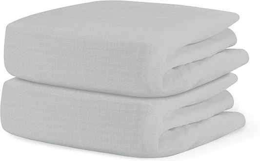 Newton Baby Organic Fitted Crib Sheets (2-Pack) - Ultra Breathable and Soft, 100% Organic Muslin Cotton, Twilight Grey, Fits All Standard Cribs