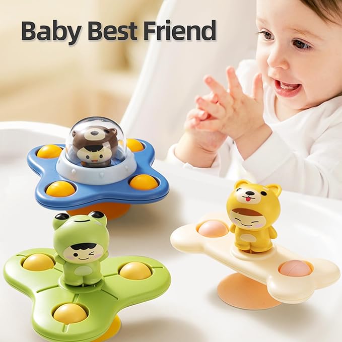 Suction Cup Spinner Toys for Boys, Sensory Spinning Tops Toy for Toddlers, First Birthday Baby Gifts for Girls(Group G)