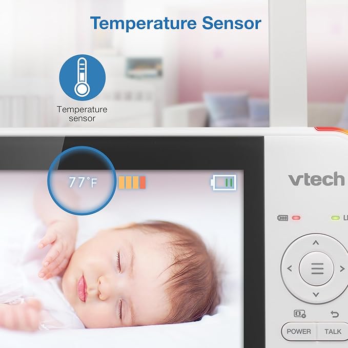 VTech VM924-2 Remote Pan-Tilt-Zoom Baby Monitor with 2 Cameras & Audio,5" LCD Screen,Up to 17Hrs Video Streaming&31Hrs Battery for Audio,Night Vision,1000ft Range,Soothing Sounds,Temperature Sensor