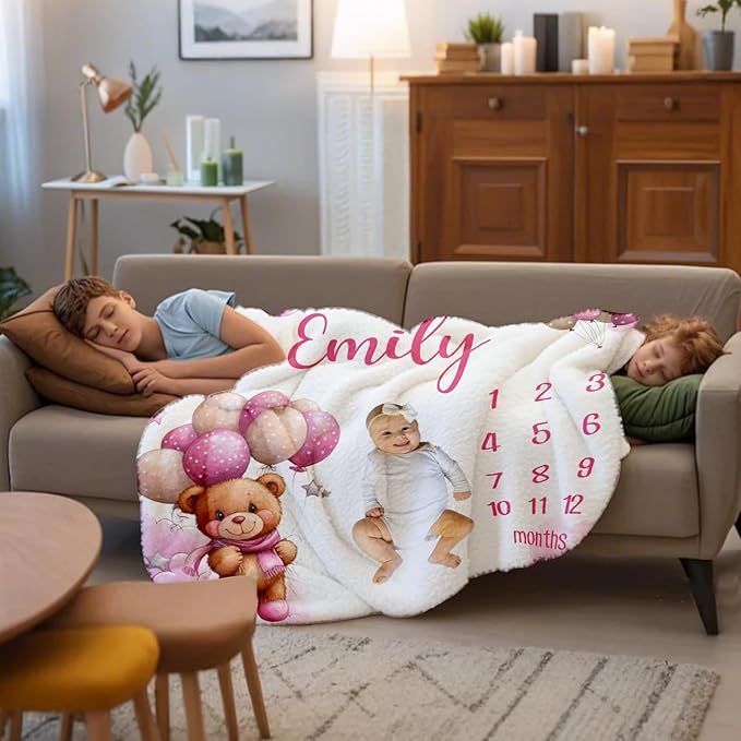 Ship Next Day, Personalized Baby Blanket for Boys Girls - Printed in USA, Custom Baby Blanket with Name Super Soft Plush Flannel, Easter Christmas Brithday Gifts for Baby Shower Kids Toddlers Newborn