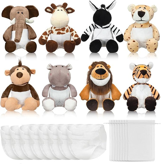 8 Sets Safari Animals Blindfolded Diaper Changing Baby Shower Games Boys Girls Baby Dolls Diapers for Bridal Shower Gender Reveal Games Prizes Gifts for Adults