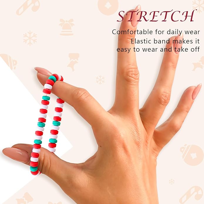 Friendship Bracelets Trendy Heishi Clay Bead Bracelets Stack Gold Beaded Stretch Bracelets for Women Boho Stackable Bracelets Bulk Cute Preppy Jewelry