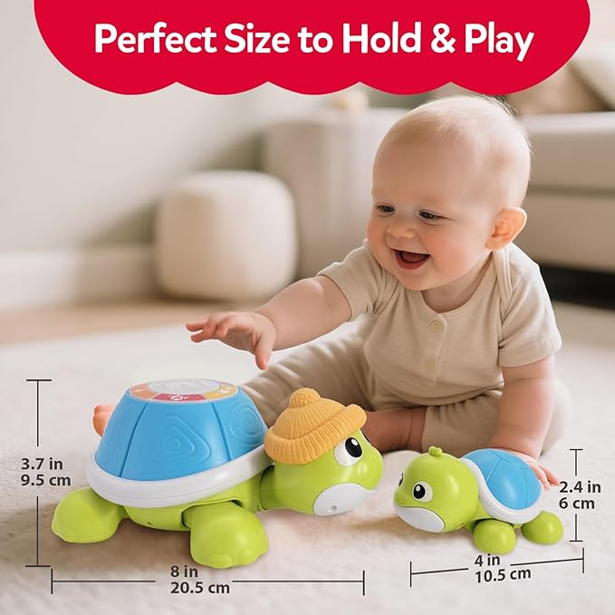 Baby Toys 6-12 Months,Miusical Turtle Toy Set with Mama and Baby Tummy Time Toys,Crawling Moving Infant Toys with Light & Sound,Christmas Birthday Gifts for Boy Girl 7 8 9 10 11 Month 0-1 Year Old