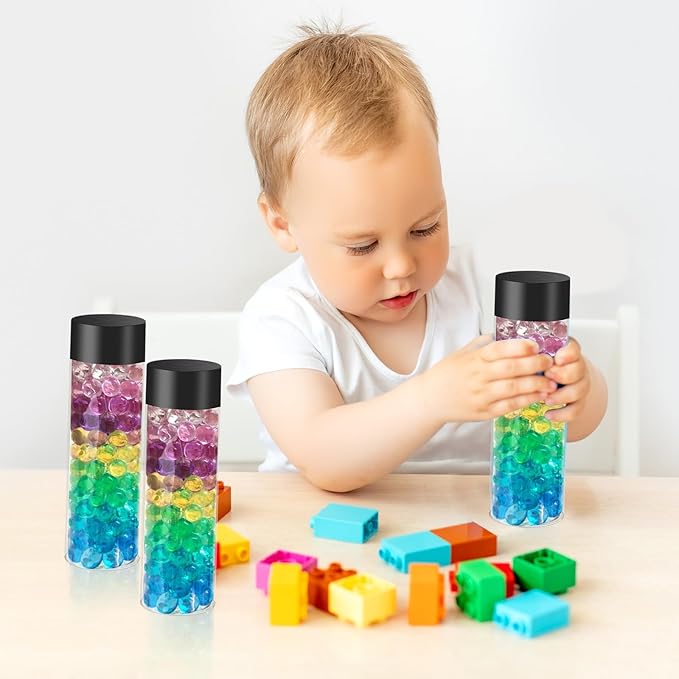 48 Pcs Clear Plastic Bottles 12 oz Empty Sensory Bottles with Caps Leakproof Drink Container Plastic Juice Bottles Reusable Sensory Bottles for Crafts Classroom Party Supplies (Black Lid)