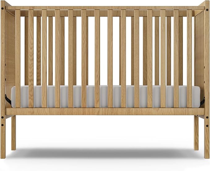 Baby Crib 5-in-1 Convertible, Wood Full Size Toddler Bed for Small Baby, Made of Sustainable Natural Pinewood Cribs, Non-Toxic Finish, Simplistic Nursery Furniture (Natural)