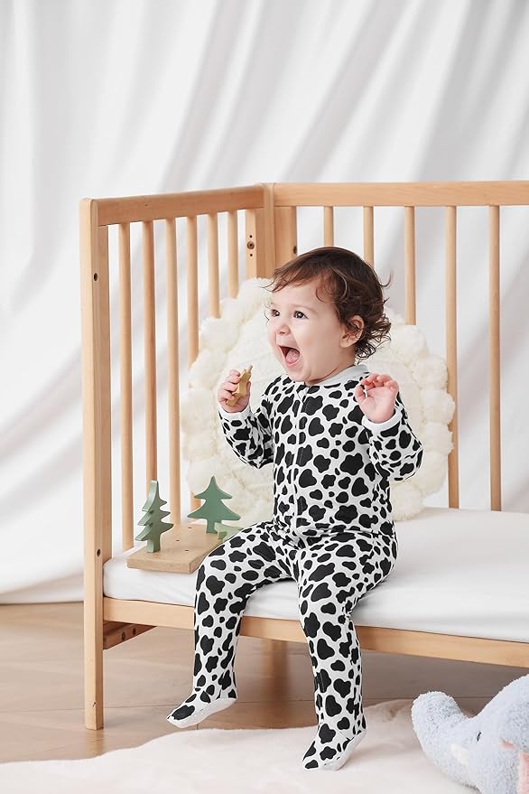 UNIFACO Baby Girls Boys Footed Pajamas One-Piece Sleeper Snug Fit Sleep and Play Zip Front Footie Romper 0-12 Month