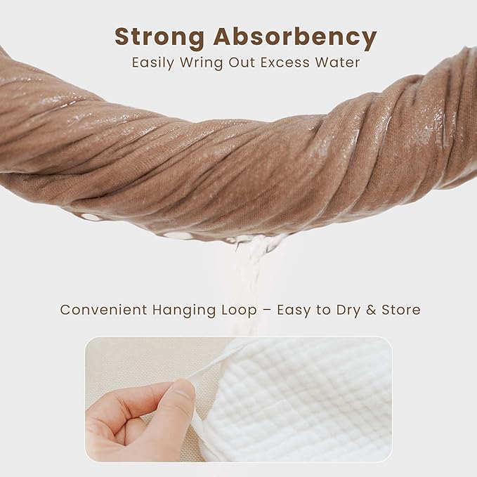 Konssy 2-Pack Muslin Hooded Baby Towels, 100% Cotton, Ultra-Soft & Absorbent Baby Bath Towels with Hood for Newborn & Infant (Camel, Sun,30" x 30")