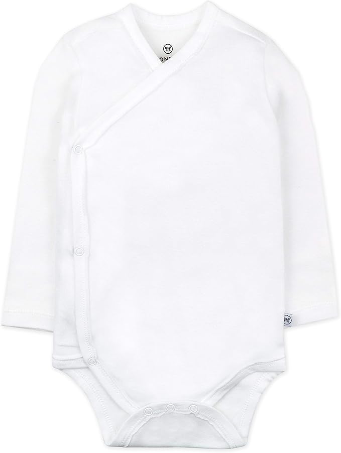 HonestBaby unisex-baby 3-pack Long Sleeve Side-snap Kimono Bodysuits Organic Cotton for Infant Baby Boys, Girls, Unisex