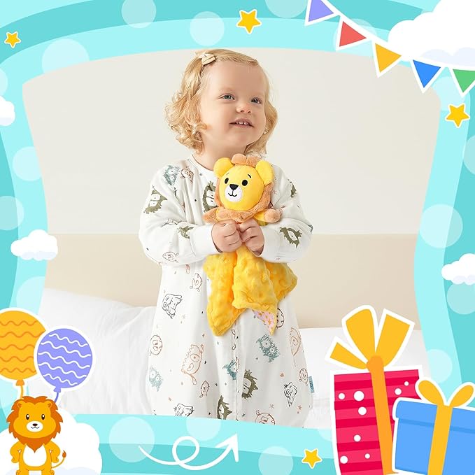 Loveys for Babies,Soft Lion Security Blankets for Babies,Baby Security Blanket for Newborn Infant Toddler Snuggle Toy Stuffed Animal,Baby Lovey Lion Boys Girls Gifts(Yellow Lion,12in)