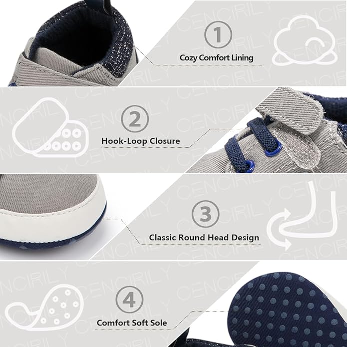 CENCIRILY Baby Boys Girls High Top Sneakers Soft Soles Anti Skid Infant Ankle Shoes Toddler Prewalker First Walking Crib Shoes