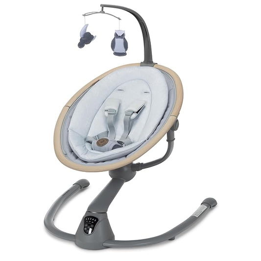 Maxi-Cosi Cassia Smart Baby Swing for Infants, Portable Foldable Swing with Music, 360 Rotation, 5 Speeds, 12 Melodies, EcoCare Fabric, Auto Motion Sensor, 2 Reclines, Classic Slate