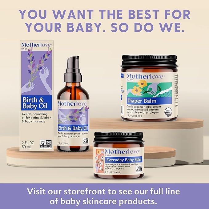 Motherlove Diaper Balm (2 oz) Organic Herbal Diaper Rash Cream—Cloth diaper Safe, Zinc Oxide- & Petroleum-Free