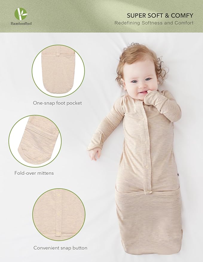 Baby Nightgowns Sleeper Gown Newborn Long Sleeve Pajama Gowns Unisex Viscose from Bamboo Infant Sleepwear