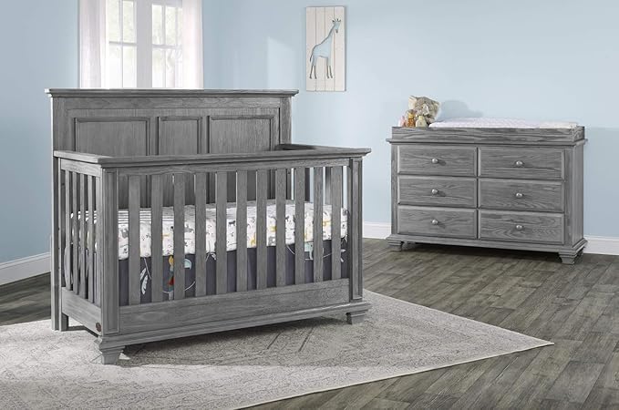 Oxford Baby Kenilworth 4-in-1 Convertible Baby Crib, Graphite Gray, GreenGuard Gold Certified