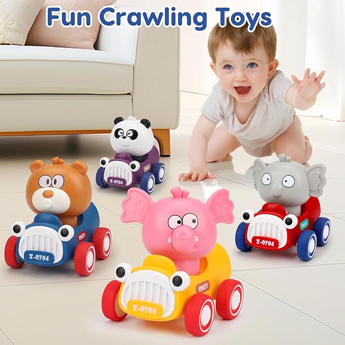 Press and Go Toy Cars for Toddlers 1-3 Push Go Animal Racing Baby Cars Toys Infant 6-12-18 Months Toys for 1 Year Old Boy Girl First Birthday Gifts for One Two 2 Year Old Toddler Toys 1-2 2-3