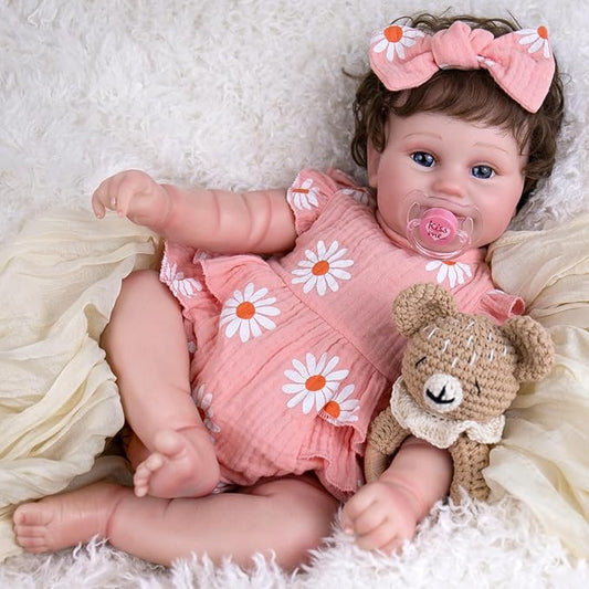 Aori Reborn Baby Dolls Girl - 20'' Lifelike Realistic Newborn Baby Weighted Cloth Body Baby Doll with Magnetic Pacifier & Feeding Accessories Collectible Reborn Toddler Doll Gift for Girls Kids 3+
