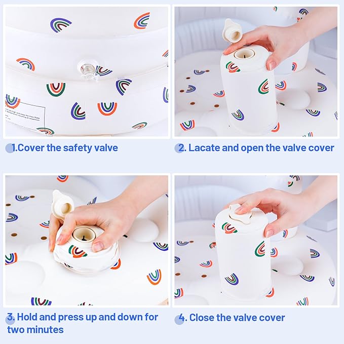 Inflatable Baby Chair, Baby Inflatable Seat for Babies 3 Months and Up Summer Inflatable Baby Seat for Sitting Up, Blow Up Baby Floor Seat with Built in Air Pump, Rainbow