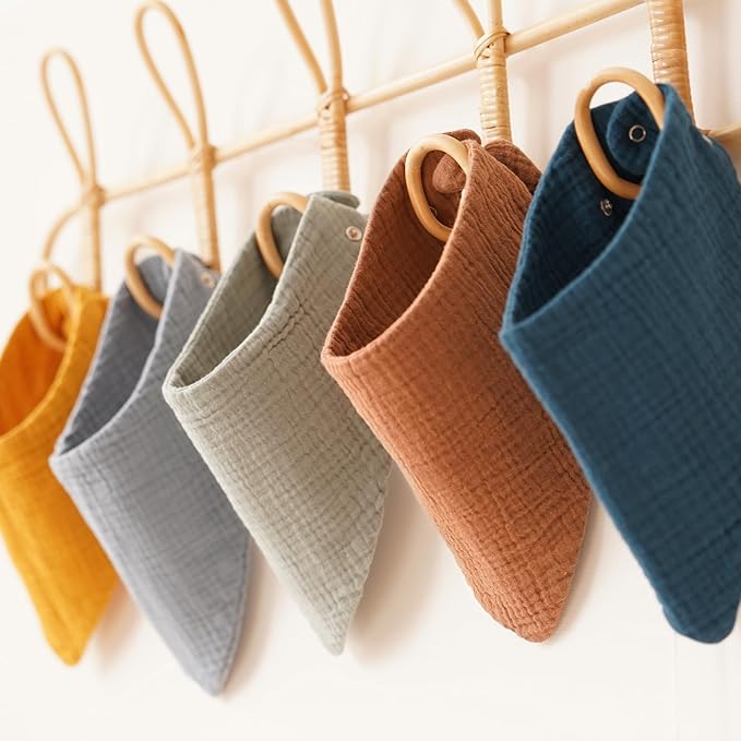 Konssy 8-Pack Muslin Baby Bibs, Absorbent Bandana Drool, 100% Cotton Unisex Baby Bibs for Teething and Drooling