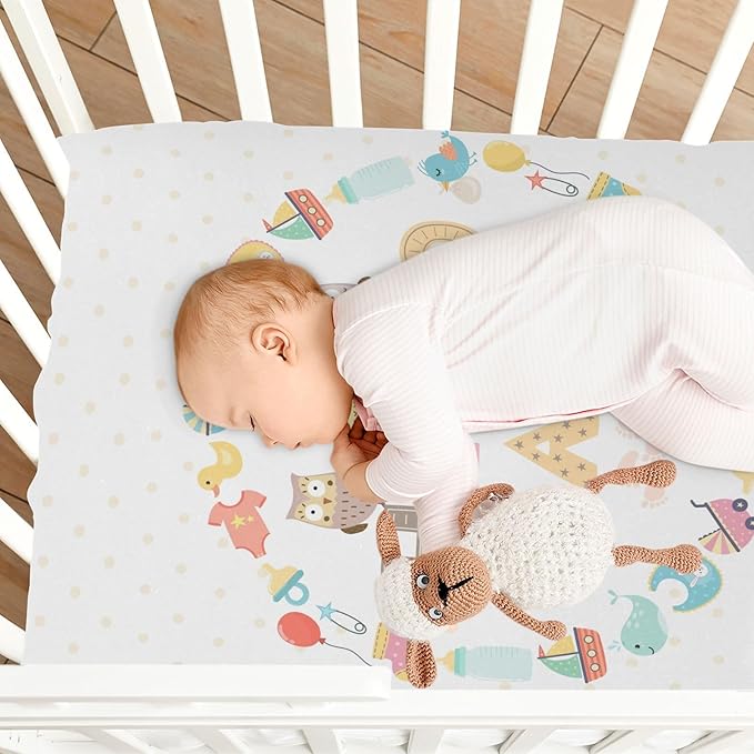 Baby Crib Sheets Cute Owls Crib Sheets for Boys Girls,Neutral Bassinet Toddler Bed Play Sheets Breathable Soft and Portable 52 * 28 * 9in