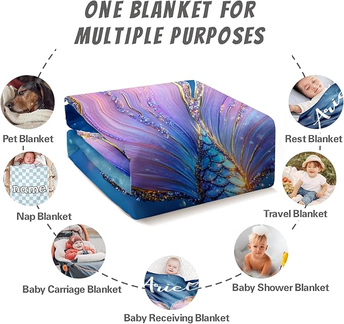 Ships Next Day, Personalized Baby Blanket for Boys Girls - Printed in USA, Custom Baby Blanket with Name Super Soft Plush Flannel, Easter Christmas Brithday Gifts for Baby Shower Kids Toddlers Newborn