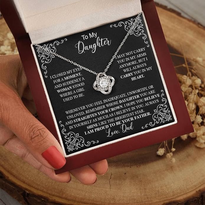 To My Daughter Gift Necklace From Dad or Mom - Badass Daughter Jewelry With Heartfelt Message & Elegant Box
