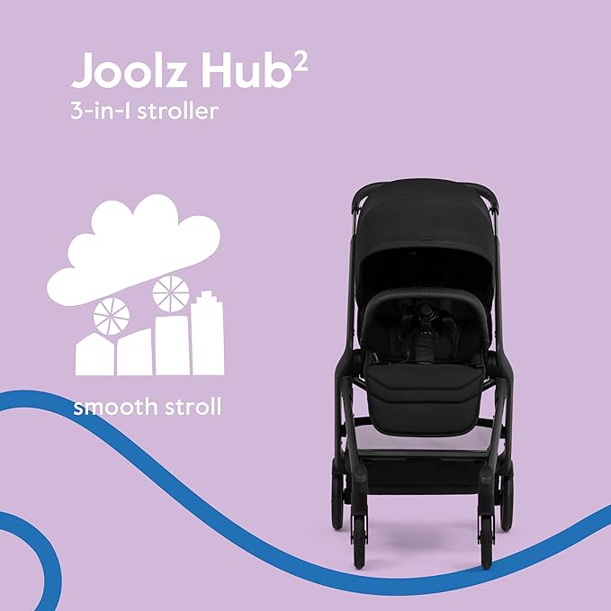 Joolz Hub2 Compact Stroller – Ergonomic Toddler Seat (Below 20lbs), One-Hand Fold, Reversible Seat, XL Basket & Adjustable Handlebar – Smooth Ride for City Travel - Space Black