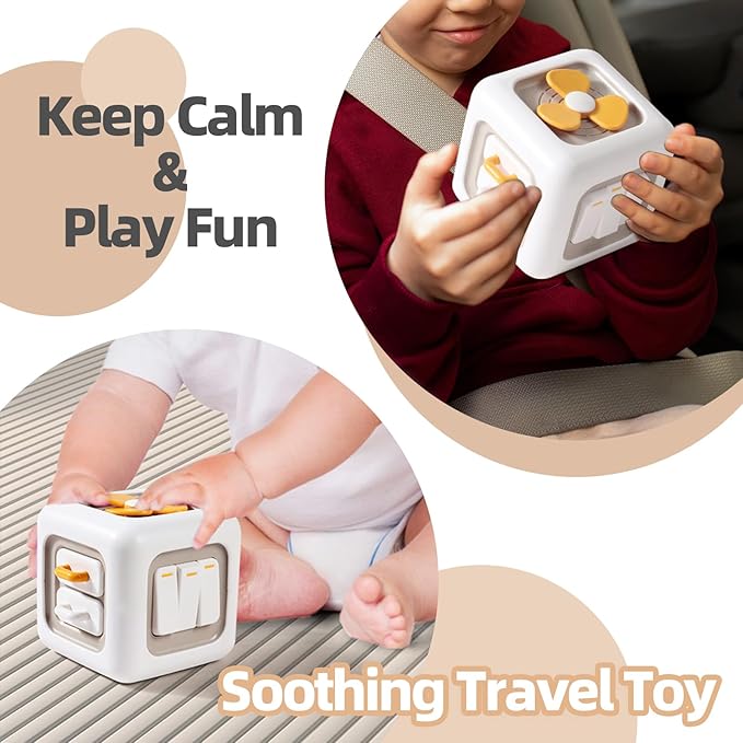 Jollybaby Montessori Block Toy - Educational Busy Cube 6-n-1 Kids Preschool Baby Toddler Travel Toys 12M+, Learning Stimulation Activity Boards for Toddlers 3 Years Old Gift (D Set)