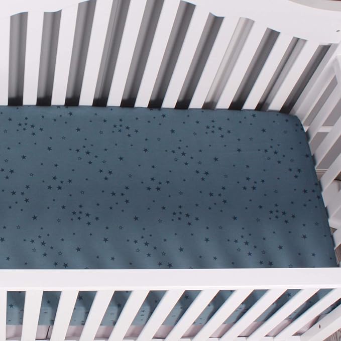 Belsden 3 Pack Microfiber Durable Crib Sheets Fitted, Silky Soft Smooth Breathable Baby Sheets Set, 28''x52 Fits Standard Crib and Toddler Mattresses, Moon & Star & Grey
