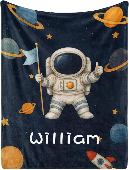 Personalized Baby Blanket with Name, Custom Name Blanket for Kids Soft Flanne Blankets in Easter Personalized Baby Gifts for Infant Newborn Shower (Navy)