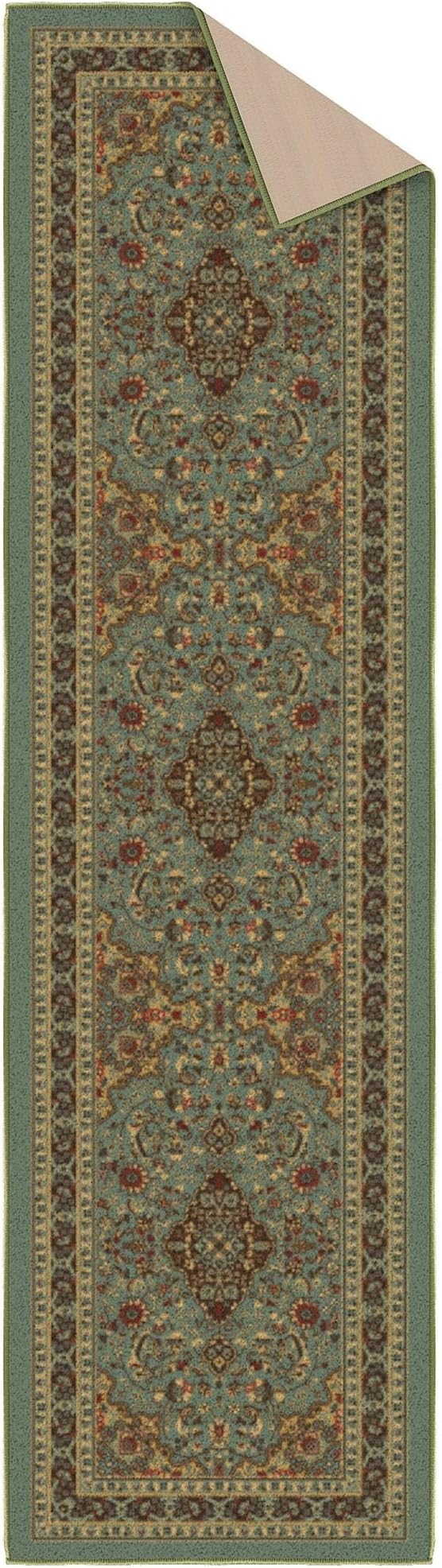 Ottomanson Hallway Runner Rug 1'10" x 7' Non Slip Oriental Area Rugs Easy to Clean Laundry Rug Runner Durable & Pet Friendly Floor Carpet Runners for Hallways Entryway Kitchen, Seafoam Green