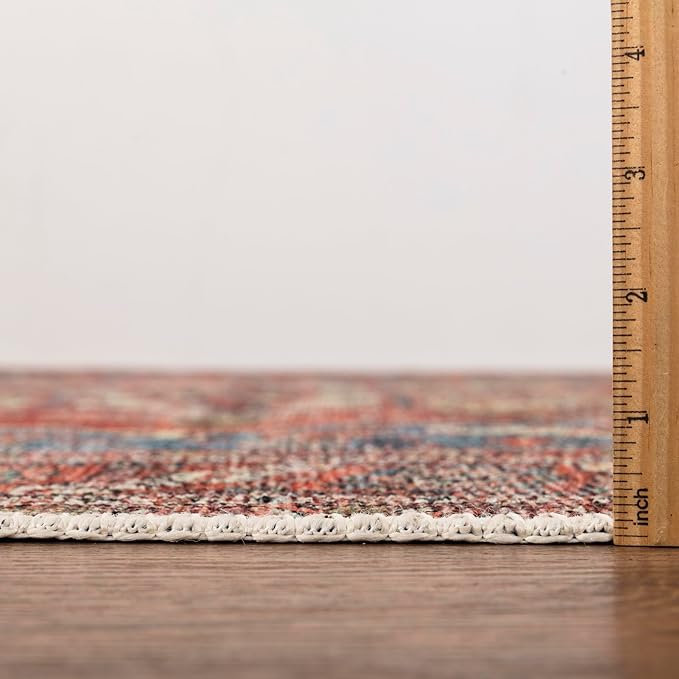 Keen Home Design 2x12 Rug - Machine Washable Runner with Non-Slip Backing, Ideal for Hallway, Entryway, Kitchen, Laundry Room - Vintage, Easy Clean, Durable, Low Pile Rug - (2'6" x 12')