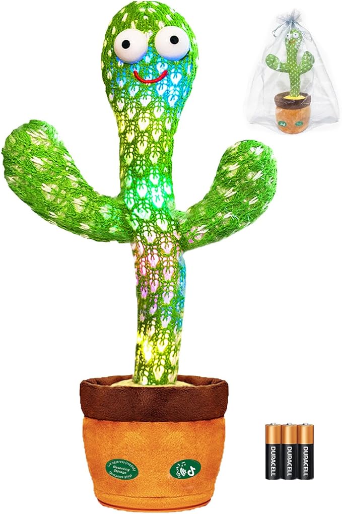 Cactus Baby Toy can be Adjusted Volume, Dancing Singing Musical Gift with LED Light. Baby Toy for Kids Talking Smart Toys, Talking Cactus Exquisite Yarn Bag Packaging