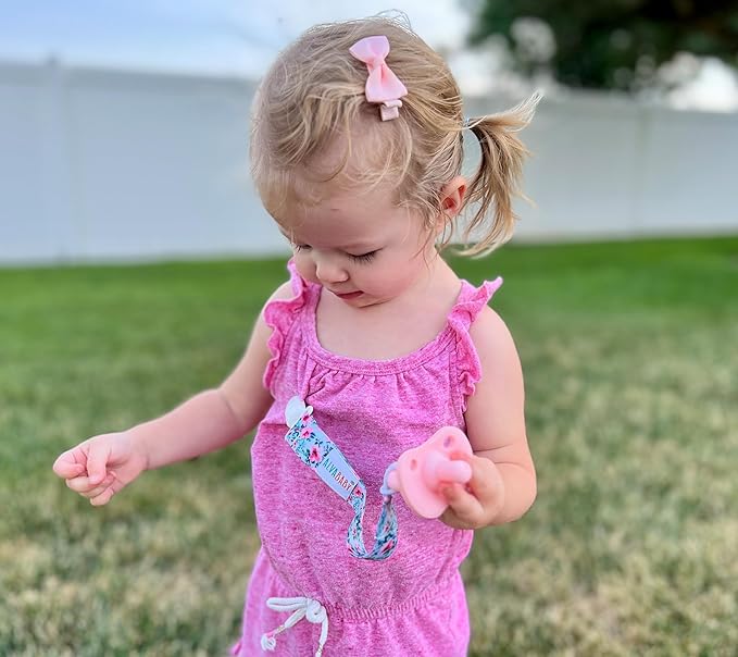 ALVABABY Pacifier Clips Floral 8 Packs Paci Clip Holder Leashes for Baby Girls Fits Teething Rings