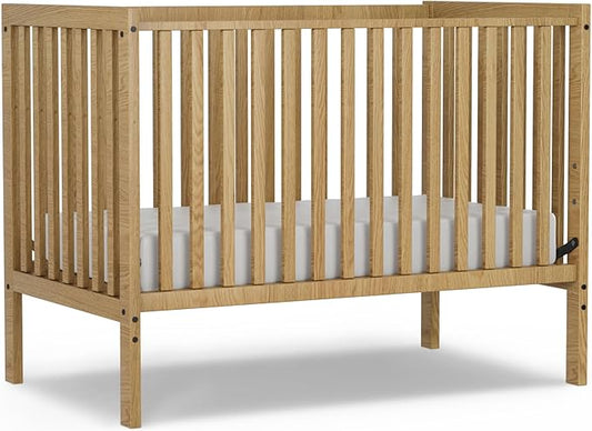Baby Crib 5-in-1 Convertible, Wood Full Size Toddler Bed for Small Baby, Made of Sustainable Natural Pinewood Cribs, Non-Toxic Finish, Simplistic Nursery Furniture (Natural)