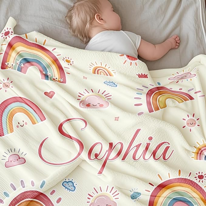 Ship Next Day, Personalized Baby Blanket for Boys Girls - Printed in USA, Custom Baby Blanket with Name Super Soft Plush Flannel, Easter Christmas Brithday Gifts for Baby Shower Kids Toddlers Newborn