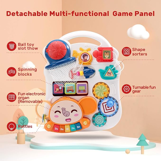 CUTE STONE Sit to Stand Learning Walker, 2 in 1 Baby Walker, Early Educational Child Activity Center, Multifunctional Removable Play Panel, Baby Music Learning Toy Gift for Infant Boys Girls