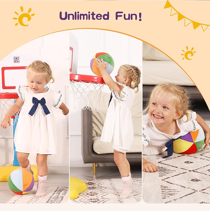 LINKBOY Colorful Soft Play Balls for Toddlers 1-4 | Indoor Basketball Toy for Babies and Kids | Size 3