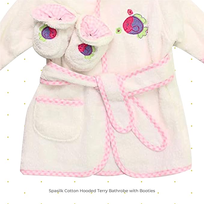 Spasilk 100% Cotton Hooded Terry Bathrobe with Booties Baby One Size Gifts — Shower