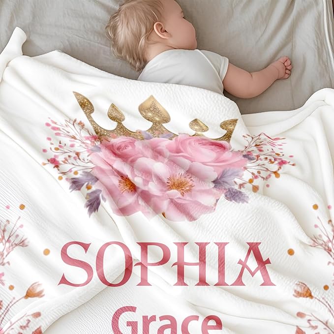 Ship Next Day, Personalized Baby Blanket for Boys Girls - Printed in USA, Custom Baby Blanket with Name Super Soft Plush Flannel, Easter Christmas Brithday Gifts for Baby Shower Kids Toddlers Newborn
