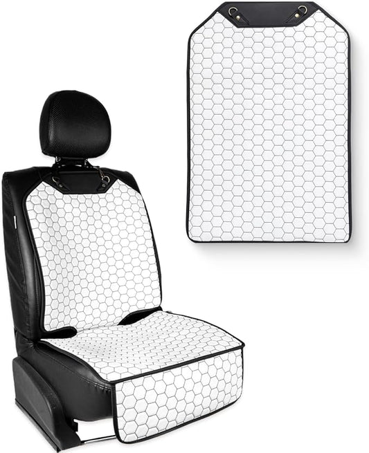 Premium Leather Car Seat Protector for Child Car Seat Cover from Dirt Scratches (White Set Kick Mat+Seat Protector)