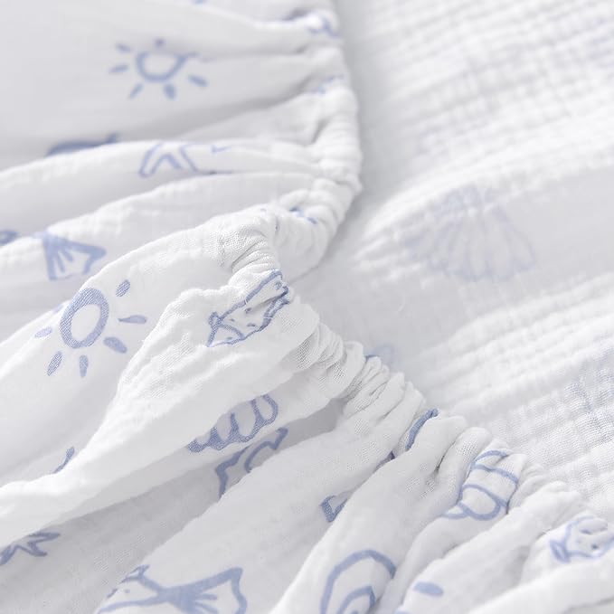 Baby Crib Sheets 2 PCS, 100% Organic Cotton Crib Sheet for Standard Crib Mattress(52”x 28”), Fitted and Soft Breathable Muslin Crib Mattress Sheet for Girl and Boy