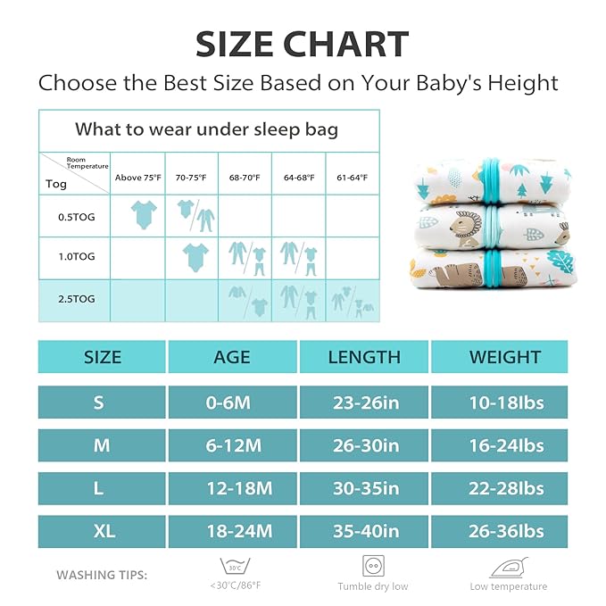 Mosebears Sleep Sack Baby Winter Wearable Blanket with 2-Way Zipper,2.5 TOG Cotton Sleep Sack Unisex (Animal World, 6-12 Months)