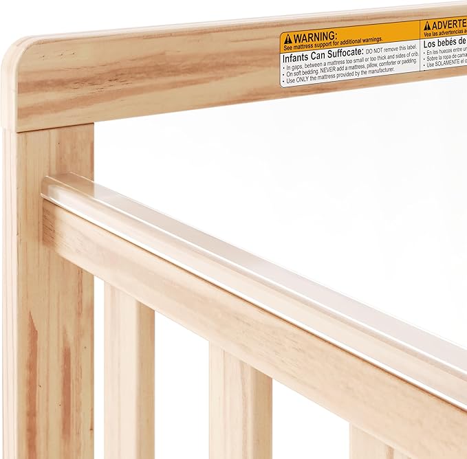 Foundations SafetyCraft Clearview Compact Daycare Crib, Durable Wood Construction, Non-Marking Casters (2 Locking), Includes 3” InfaPure Foam Mattress (Natural)