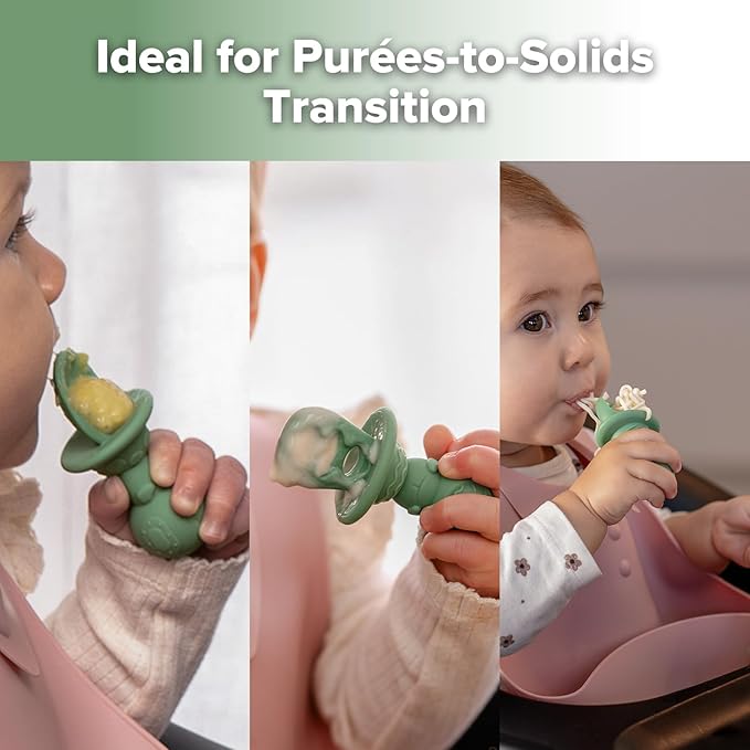 Haakaa Astronaut Beginner Silicone Cutlery Set – Baby Spoons and Forks for Self Feeding 6 Months, Baby Led Weaning Supplies, Toddler Feeding Essentials