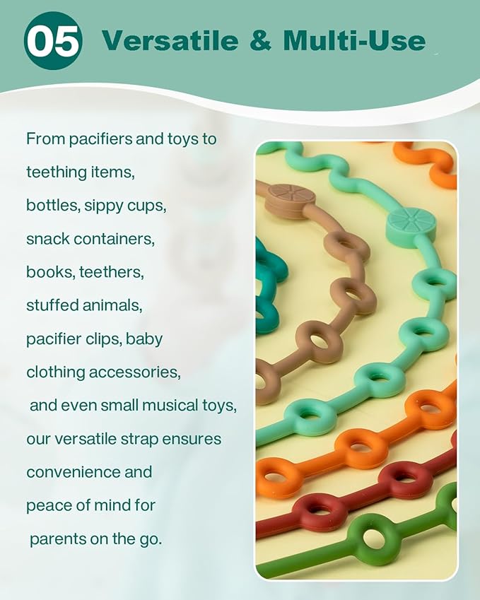 Toy Straps for Baby, Adjustable Toy Holder for Stroller Accessories, Silicone Baby Tether Pacifier Clip, No Throw Baby Travel Essential Leash for High Chair, Car Seat (7- Pack)