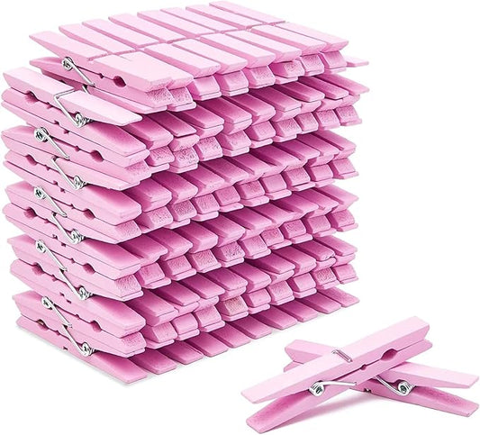 Juvale Wooden Clothespins for Classroom Decor - 100 Pack, Pink, Modern - Laundry Clips, Photo Clips & Craft Clothespins
